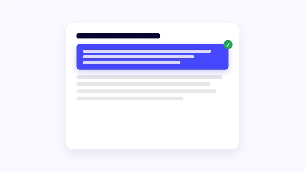 Illustration of a highlighted, self-contained answer block structured for extraction from a webpage