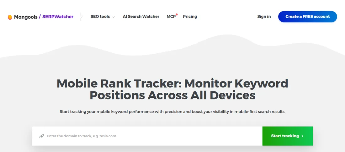 Mangools SERPWatcher's desktop and mobile keyword ranking feature page