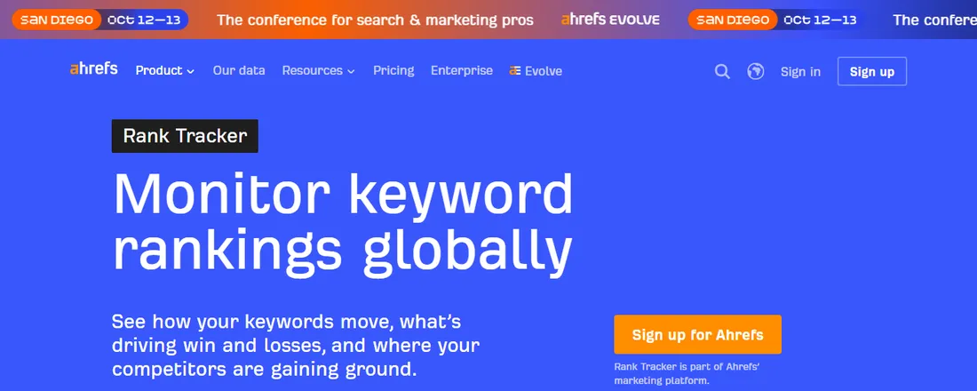Ahrefs Rank Tracker product page